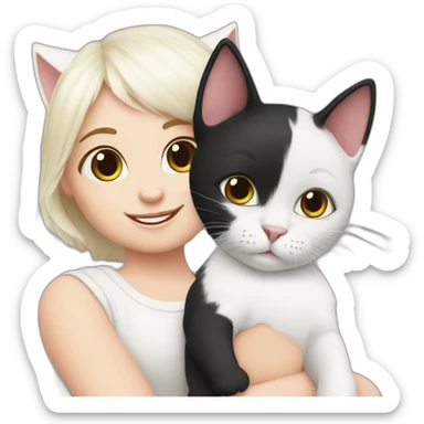 1 White cat & 1 black cat and a baby girl sticker