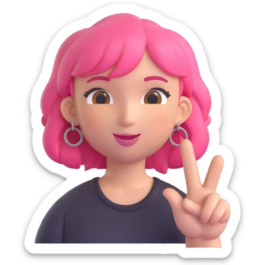 SoFaygo inspired emoji making a peace sign, playful, pink hair sticker