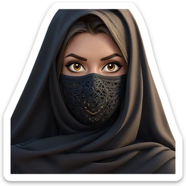 girl in desert with mask sticker