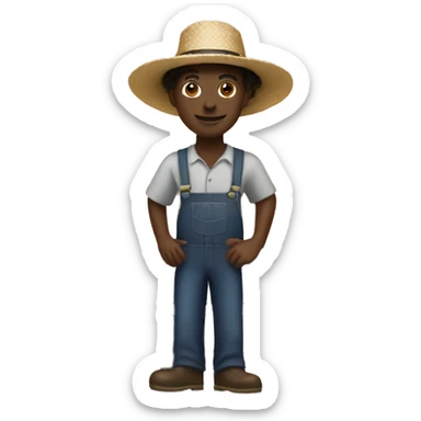 A black farmer with an afro and a straw hat in front of a black track gate
 sticker