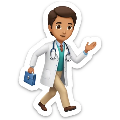 Doctor chasing patient sticker