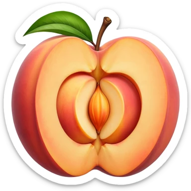 peach split open with glowing seed core sticker