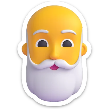 smug and greedy yellow emoji with a thin gray beard sticker