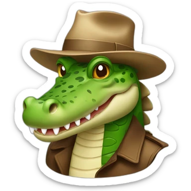 a crocodile with a brown hat sticker