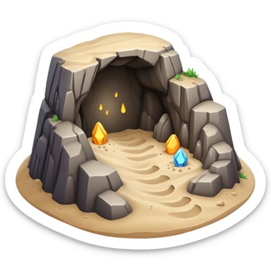 generate realistic detailed cave in 3d style with sand  sticker