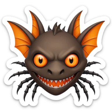 A bat with acid all in his body and his eyes  replaced with shark teeth and his hand in his back ( four hand) and his spines will be very spiky  and his leg will like a spider and last his eyes or 4 eyes will be in his hands and the colour of the eyes will orange and black sticker