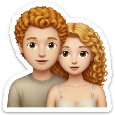 blonde girl with straight hair and ginger curly hair boy in love  sticker
