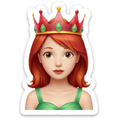 red hair woman wearing an edible candy gummy crown sticker