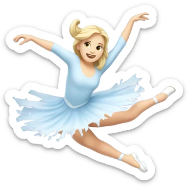 A white girl ice skater doing a jumping piruet sticker