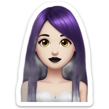 Elissabat -with bangs -long-hair-dark-plumpurple-and-black-vampire-goth-makeup-pinkeyes-romanticgothcloses- sticker