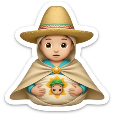 Baby in a manger with a sombrero sticker