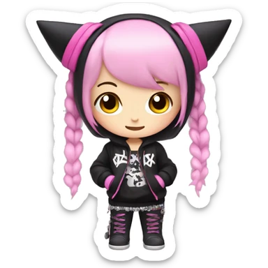 Punk kuromi with pink outfit sticker