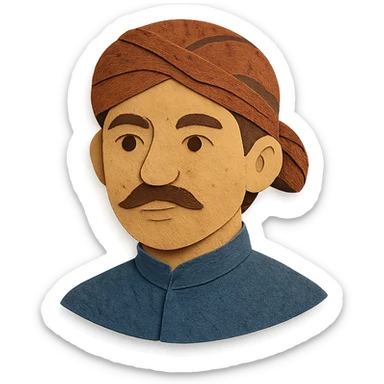 paper craft style layered look portrait of a Javanese man wearing a blangkon sticker