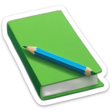 green pencil writing on blue and black book sticker
