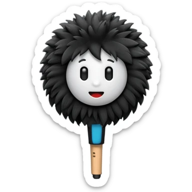 boom fluffy microphone with stick sticker
