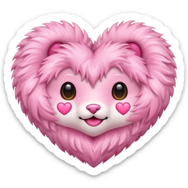Furry fluffy fuzzy heart sticker