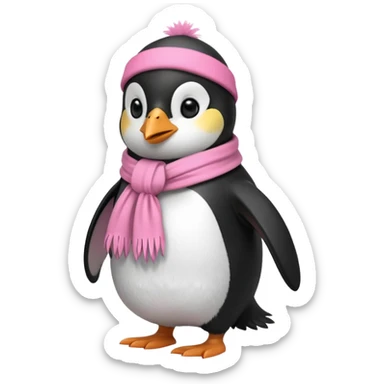 penguin with pink scarf  sticker