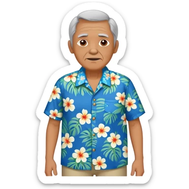old man with hawai blue floweral shirt  full body  sticker