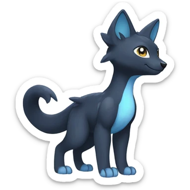 Cute cool black blie animal hybrid Fakemon full body sticker