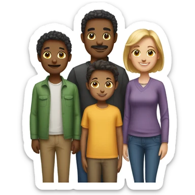 family of 7 - two parents, two boys, 3 girls sticker