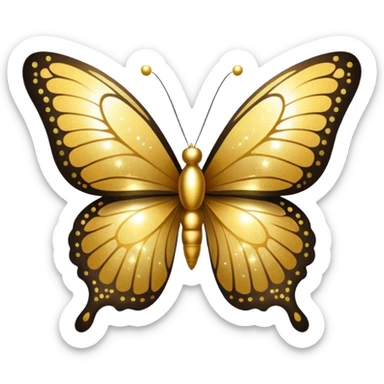 Golden shimmery glitter butterfly emoji sticker