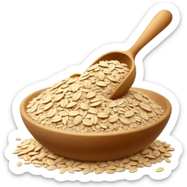 soft mound or light scatter of fine pale beige oat flour with powdery matte texture and a few rolled oats subtly blended into the surface, no bowl scoop or packaging, apple emoji style, soft lighting, subtle shadows, transparent background, emoji scale sticker