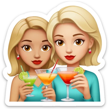 two girls with cocktails  sticker