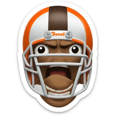 Angry skull wearing Cleveland Browns orange football helmet  sticker