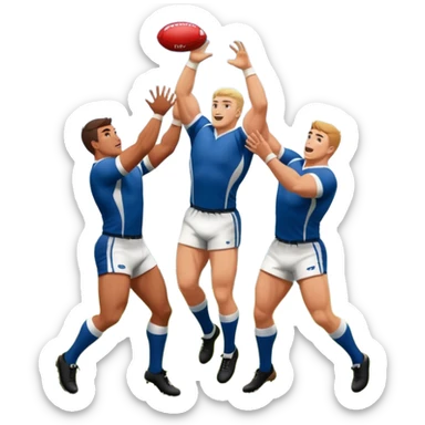 two rugby players lifting another player to catch a ball in a lineout sticker