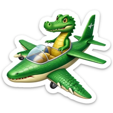 Crocodile flying an airplane sticker