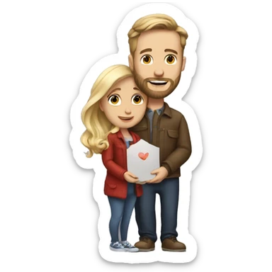 White man with beard proposes to girlfriend  sticker