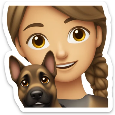 Girl with brown hair with german shepherd dog   sticker