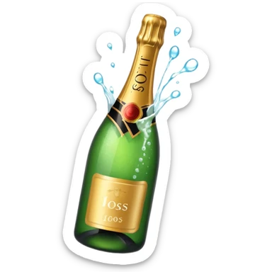 Champaine bottle squirt sticker