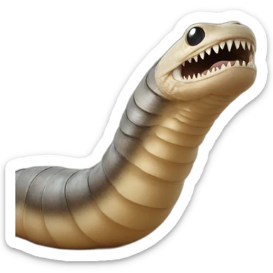 Dune sandworm with no eyes, giant mouth, face forwards sticker
