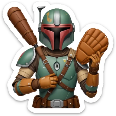 Mandalorian with a Catcher's mitt sticker