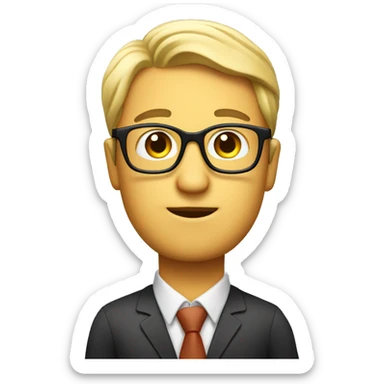 i want an emoji of a man that looks like an expert in teaching business , with glasses and a book in his han sticker