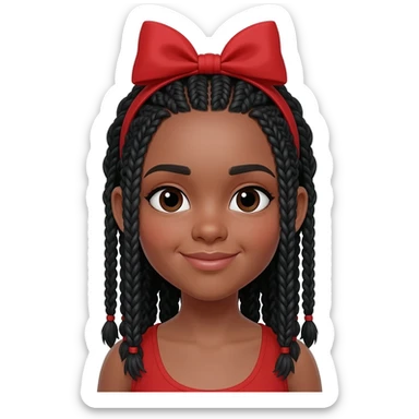 in braids red bow sticker