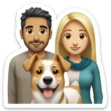 blonde girl, arab guy and corgi together sticker