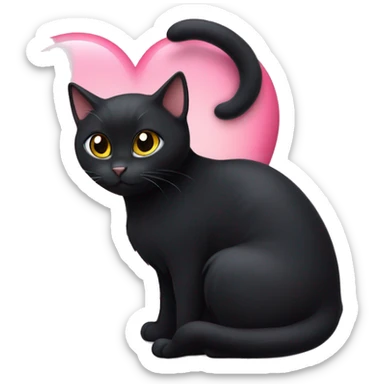 Black cat with her tail shaped in a heart sticker