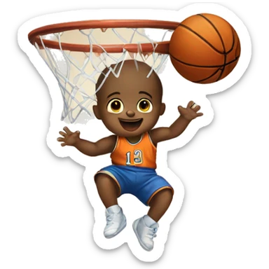 Baby, doing a layup in basketball sticker