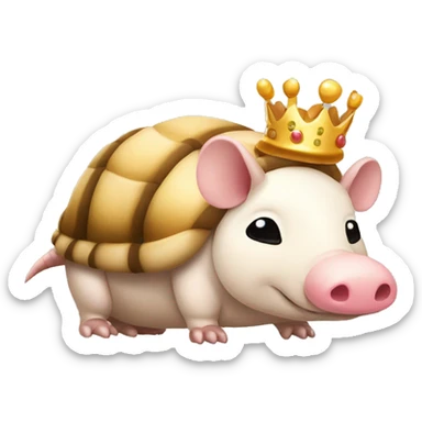  Beige piebald chubby round armadillo pig panda centipede armadillo wearing a crown sticker