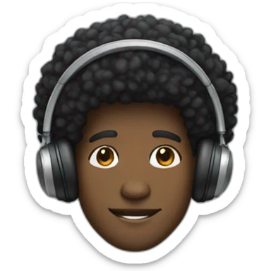 black guy with an afro wearing headphones sticker