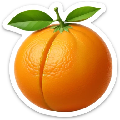 single small round orange citrus fruit peeled in segments with a green leaf no basket or extras soft lighting subtle shadows emoji scale sticker