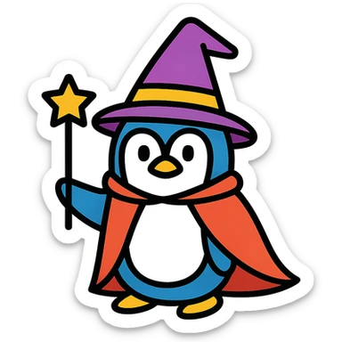 penguin wizard sticker