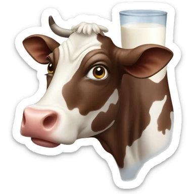 A cow that gives milk with chocolate sticker