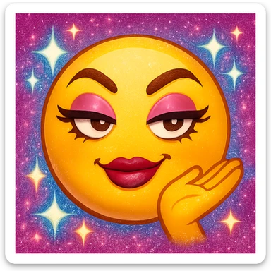 slay emoji with glitter sticker