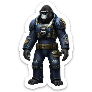 gorilla in warhammer 40K space marine suit sticker