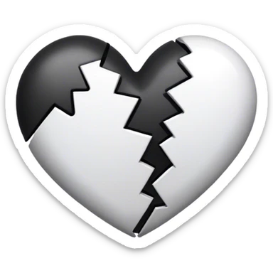 black and white broken heart sticker