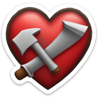 Hammer and sickle crossed in an X shape inside a heart sticker