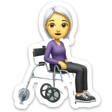 White lady with a broken leg on crutches sticker